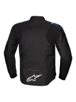 Durable waterproof motorcycle jacket back view displaying its ergonomic fit and ventilation features.