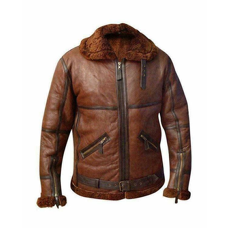 Front view of Aviator Bomber Leather Jacket