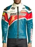 A model wearing the Bandit Dreamer motorcycle real leather jacket