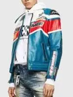 Left side view of the Bandit Dreamer motorcycle real leather jacket, featuring the full-length sleeves with buttoned cuffs.
