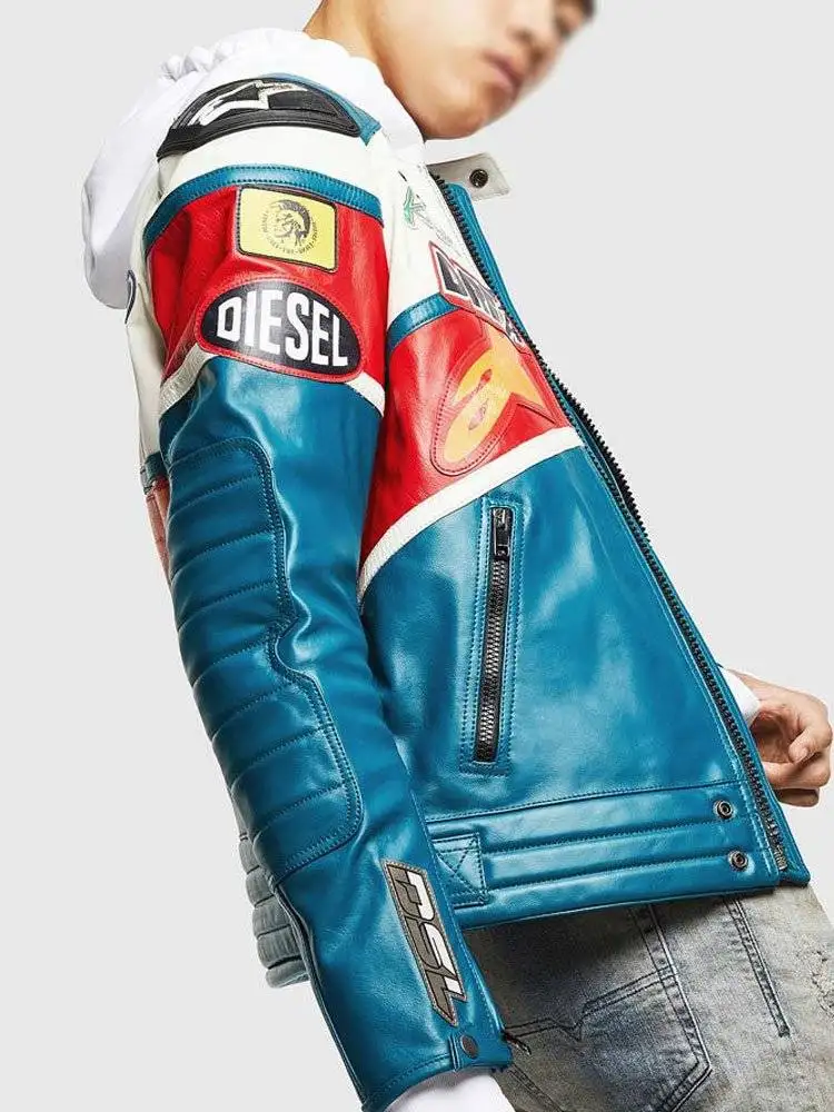 Right side view of the Bandit Dreamer motorcycle real leather jacket, showcasing the four front flap pockets.