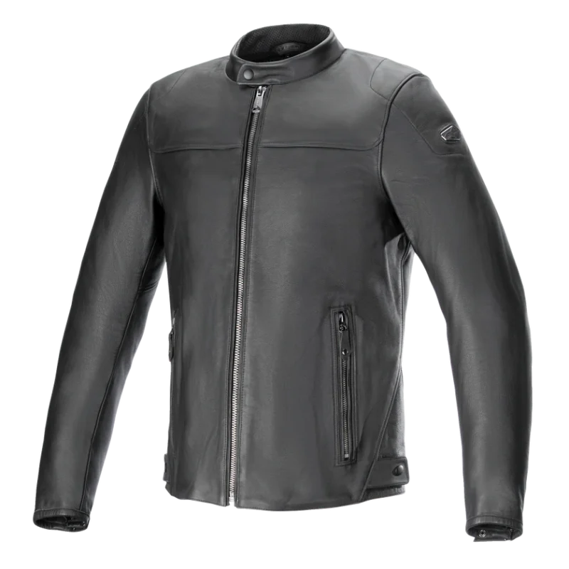 Front view of Blacktrack leather jacket