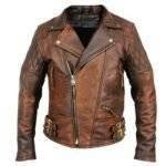 Front view of Brando Moto Retro Leather Jacket