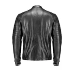 Back view of Cafe Racer black pure sheep leather jacket