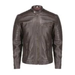 Front view of Cafe Racer men's pure sheep leather jacket