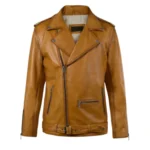 Caramel Biker Leather Jacket Front