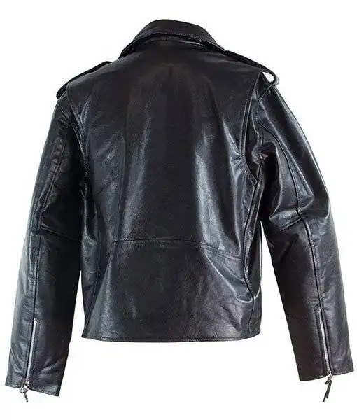 Back view of Collin Black Biker Jacket