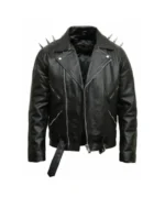 Devil Spikes Leather Motorcycle Jacket Front