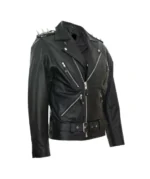 Devil Spikes Leather Motorcycle Jacket Side