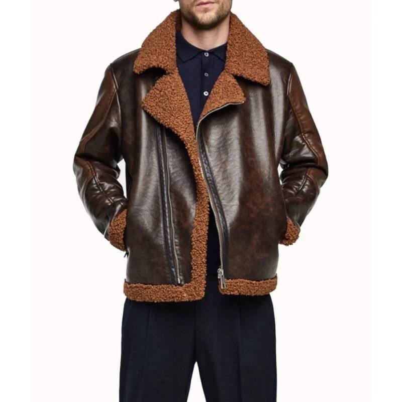 Dean Ambrose Shearling Leather Jacket - Front view