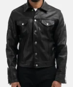 Eminem Houdini Leather Trucker Jacket Front