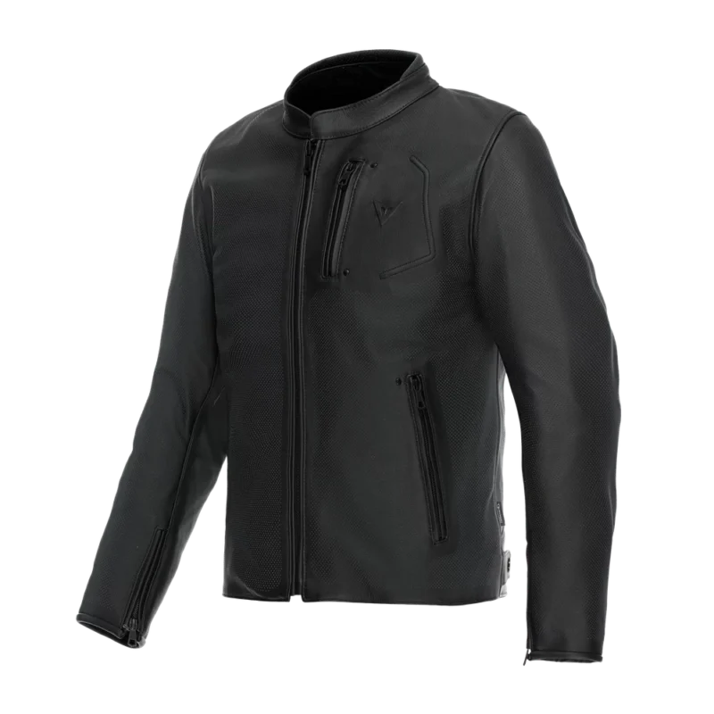 FULCRO QDF PERF LEATHER JACKET front view showcasing its sleek design and perforated detailing.