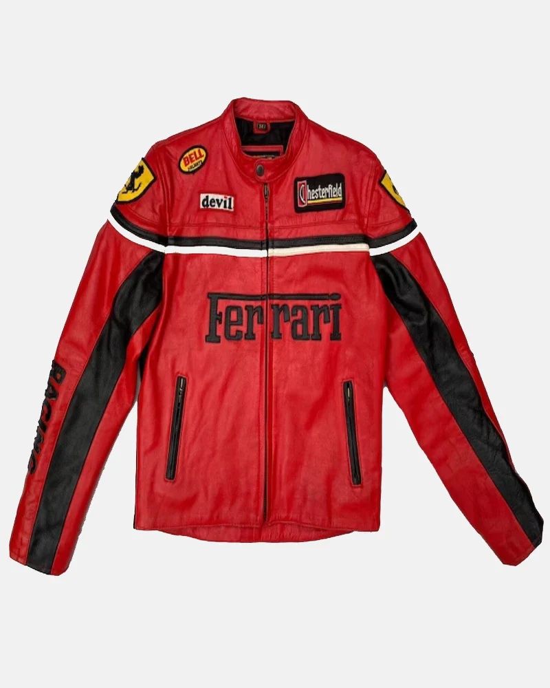 Ferrari F1 Racing Leather Jacket Front