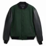 Green and Black Varsity Jacket Front