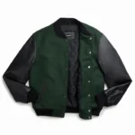 Green and Black Varsity Jacket Detail