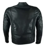 Men Biker Quilted Black Leather Jacket Back