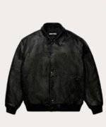 Men Sp5der Black Debossed Web Jacket Front