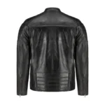 Back view of men's black lambskin biker leather jacket