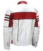 Back view of Mens Red & White Cafe Racer Jacket