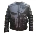 Front view of Punishers motorcycle leather jacket