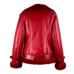 Back view of Red Sheepskin Shearling Bomber Jacket