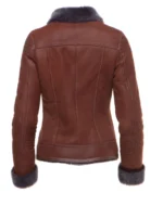 Back view of Sheepskin Shearling Bomber Jacket