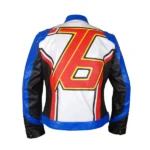 Back view of the Soldier 76 jacket, showcasing the iconic Overwatch logo and two outer pockets.