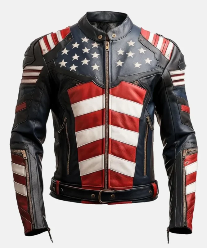 Ultimate American Flag Biker Jacket Front