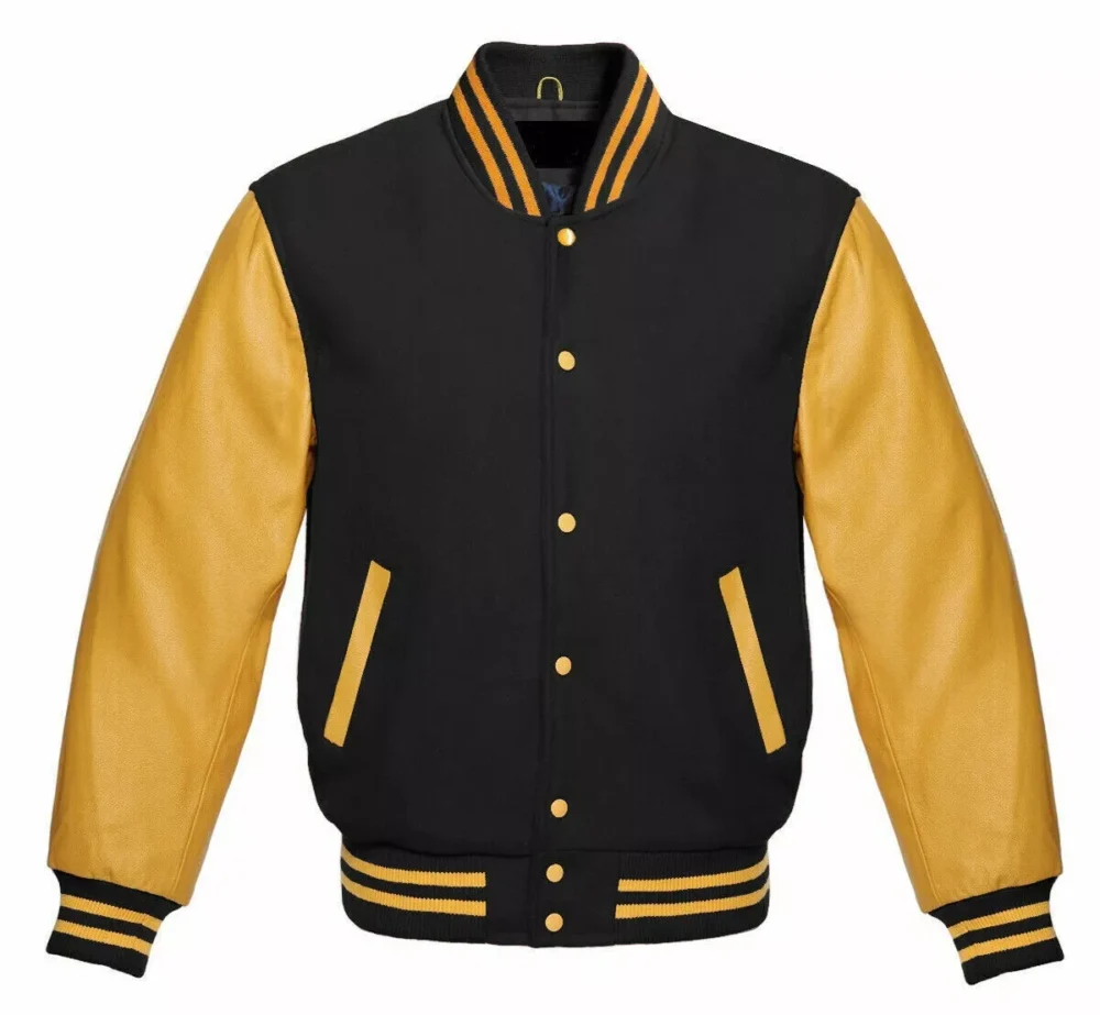 Varsity Jacket Black And Gold Front