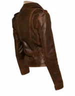 Back view of Vintage Copper Biker Jacket with Belt