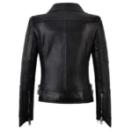 Back view of Women Black Leather Biker Jacket