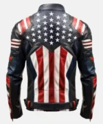 Back view of Women’s US Flag Leather Jacket