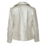 Back view of Women’s Silver Leather Jacket