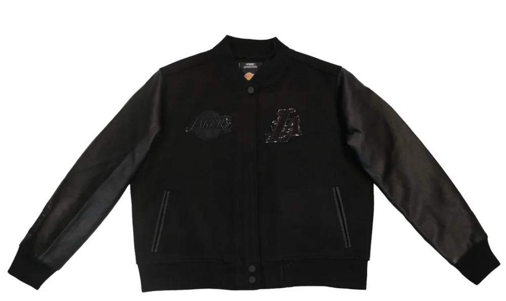 Black Wool Varsity Jacket Front