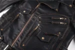 Close-up of Brando biker retro leather jacket material