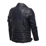 Brando biker retro leather jacket back view