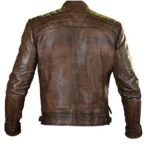 Distressed Brown Moto Leather Jacket - Back view