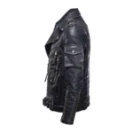 Brando biker retro leather jacket side view