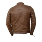 Brown Moto Style Jacket With Patterns - Back view