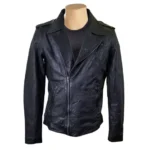 New Wrinkled Texture Leather Jacket Front