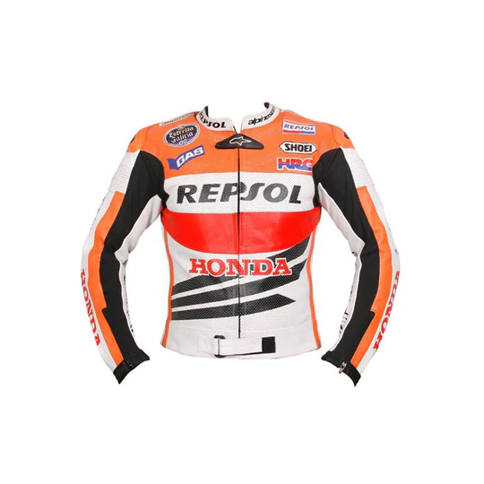 Honda Repsol armor motorcycle jacket front view