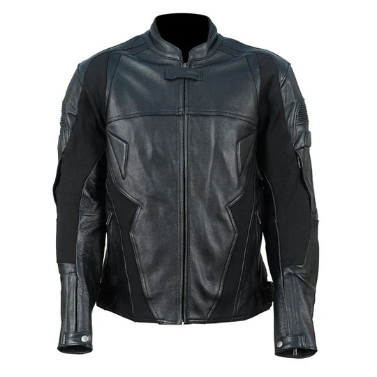 Black And White Armor Motorycle Jacket Front