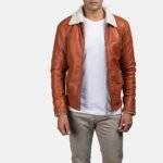 Dan Frost Tan Shearling Leather Jacket Men - Front view