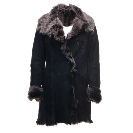 Stefanias Toscana Shearling Sheepskin Coat - Front view