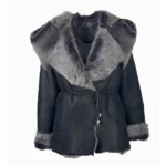 Michelle Toscana Hooded Shearling Jacket - Front view