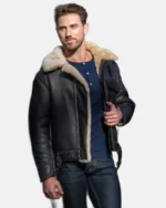 Model Wearing B-2 Sheepskin Jacket Front