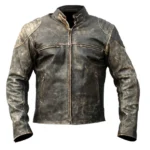 Theon Distressed Leather Jacket - Front view