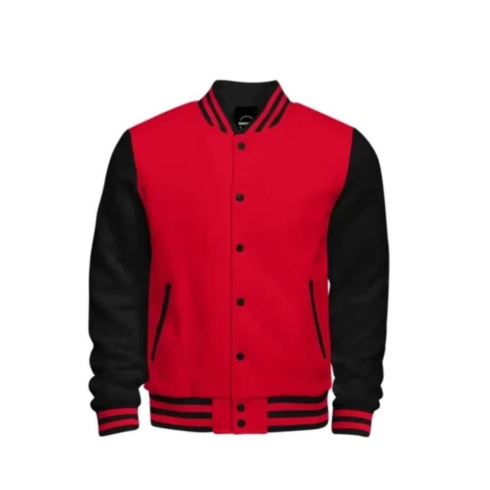 Red and Black Varsity Jacket For Men Front