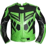 Green armor motorcycle jacket front view