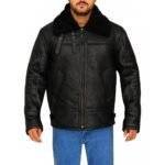 Mens Aviator B3 Shearling Sheepskin Leather Jacket - Front view